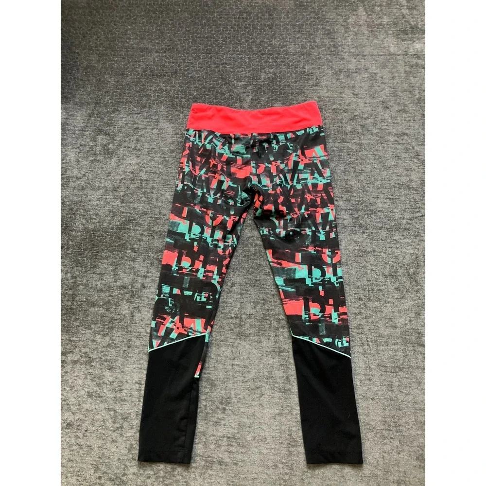 PUMA Leggings Girls Medium Black Geometric Print Stretch Elastic Waist Pull‎ On